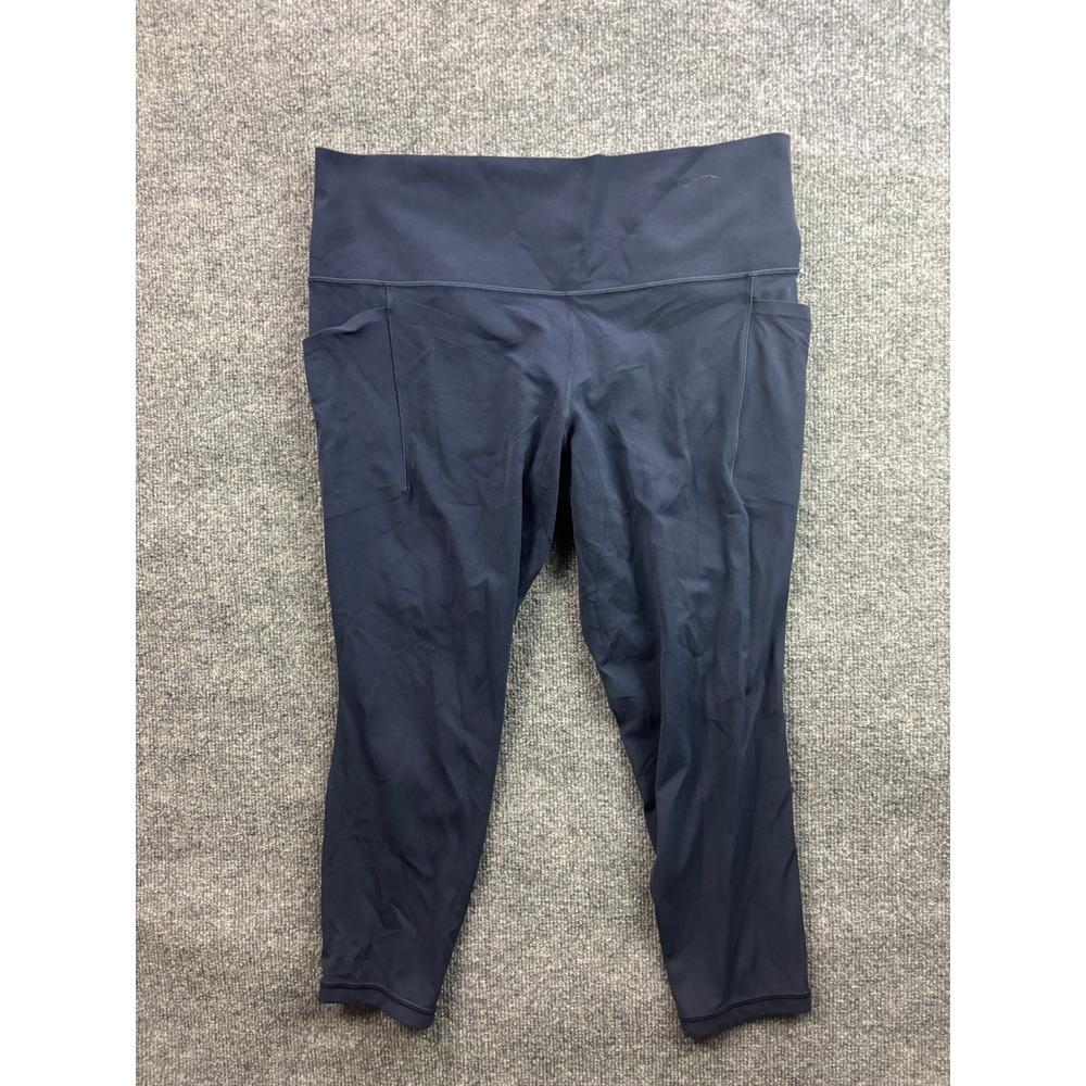 Athleta Salutation Stash 7/8 Tight Womens XL Navy Blue High Rise Yoga Leggings
